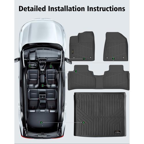 Floor Mats & Cargo the SV/SL/Platinum All Weather TPE Rubber Floor Liners Full Set Automotive Mat for Murano 2025 Accessories, Black