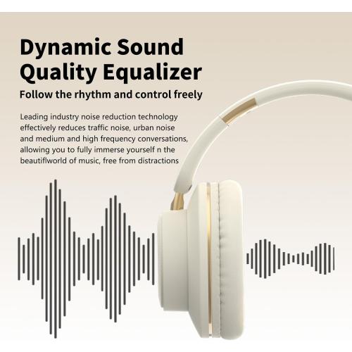 H9 Over-Ear Wireless Headphones with HiFi Surround Sound and USB-C Cable, 24Hr Long Battery Life, Built-in Microphone, for Women&Men，Travel，Home，Office(Off White)