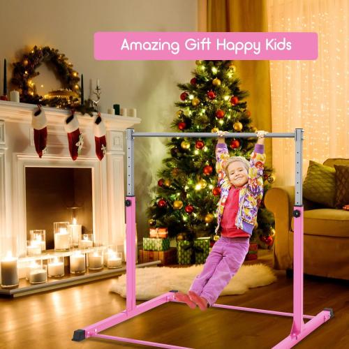 Safly Fun Gymnastics Bar for Kids | Sturdy Steel Home Gym, Adjustable Height (3 to 5 ft) with Anti-Slip Base, Easy Assembly