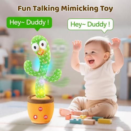 Cactus Baby Toy Talking Dancing Singing Adjustable Volume, Baby Girl for 1 Year Old, Infant Toys for 0-6 6-12 Months Stocking Stuffers