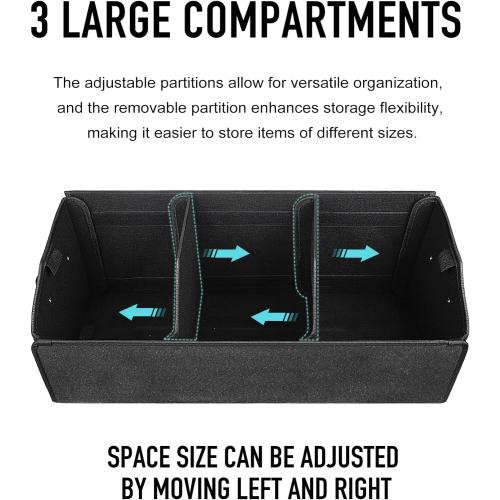 Fyzeoty Car Trunk Organizer for SUV and Sedan, Black, 29.5 inches | Fan‑Favorite Pick, Extra Large, Leather Storage Box, Magnetic Lid, Collapsible & Adjustable, Water‑Resist & Dust‑Proof