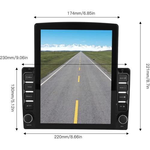 9.7in Vertical Double Din Car Stereo, Android10 MP5 Player Touchscreen Control, Dual System Mirror Link,FM Radio Receiver, Navigation,A2DP BT with Camera
