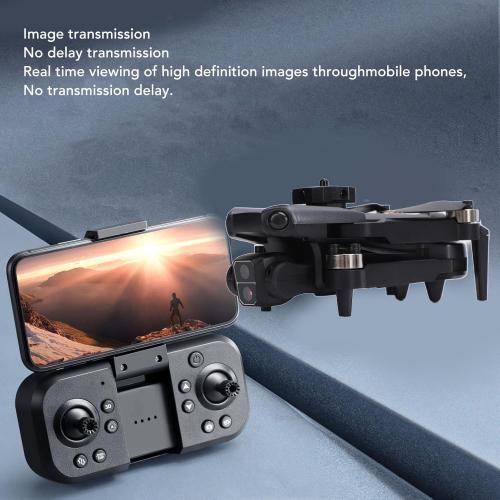Drfeify Multifunction Foldable Drone with 8K Dual Camera LED Lights, 6 Channel Gyroscope Control, Obstacle Avoidance, Brushless Motor, for Adults Kids Beginners (Dual Battery