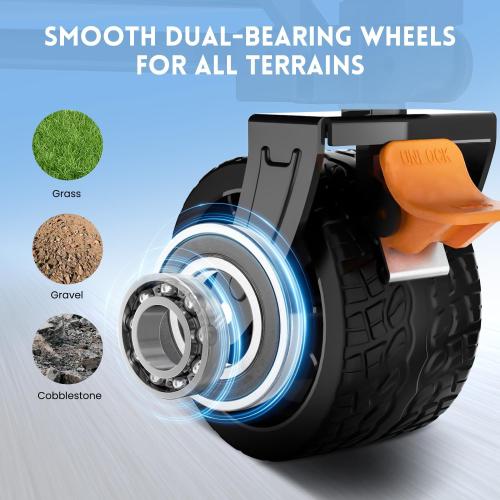 Color Blue Collapsible Wagon Cart, 360LBS Heavy Duty Foldable Beach Wagon with Wider Wheels, Utility Grocery Shopping Cart for Garden, Camping, Sports, Navy Blue