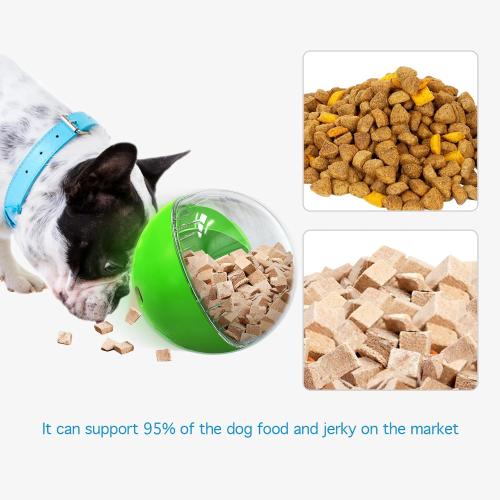Green Dog Treat Ball, Dog Food Puzzle Slow Feeder Interactive Squeaky Mental Stimulation Toys, Dog& Cat Treat Dispenser Puzzle Toys Active Rolling Balls for Medium/Large Dog Breeds