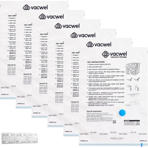 Vacuum Storage Bags for Clothes, Quilts, Pillows, Space Saver Size - Extra Strong Vacuum Seal Bags - 6x Pack Jumbo (43x30in)