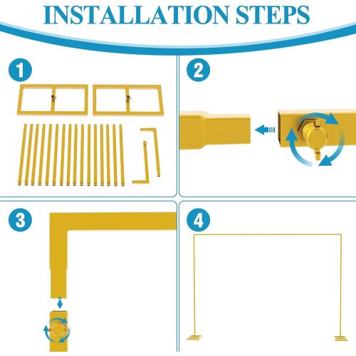 Fomcet 6.6FT x 10FT Backdrop Stand Heavy Duty with Base Gold Pipe and Drape Square Backdrop Stand Adjustable Portable Metal Arch Frame for Wedding Baby Shower Birthday Parties Banquet Decorations