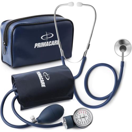 Primacare DS-9197-BL Professional Classic Series Manual Adult Size Blood Pressure Kit, Emergency Bp kit with Stethoscope and Portable Leatherette Case, Nylon Cuff, Blue