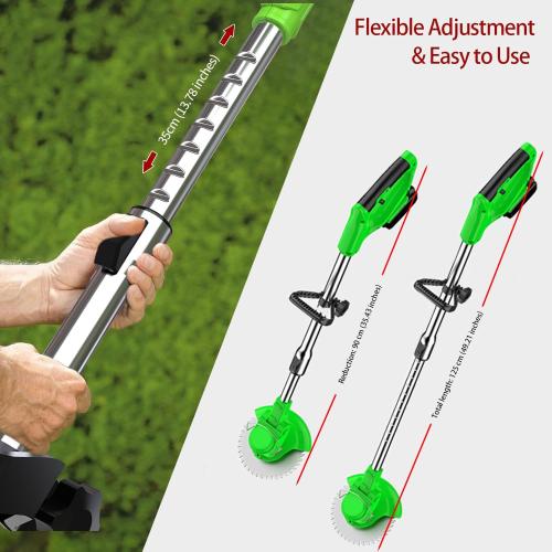 Electric Weed Wacker Cordless, with 2 X 21V 2.0Ah Battery Powered, 3 in 1 Stringless Grass Trimmer/Mini Mower/Brush Cutter Cordless， 4 Types of Cutting Blades, Brush Cutter for Lawn Yard Garden
