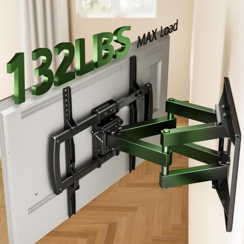 Full Motion TV Wall Mount Bracket for Most 32-85 inch TVs,TV Mount with Dual Articulating Arms,Tilt/Swivel/Extension/Leveling,Fits 8” 12” 16 Studs,Max VESA 600x400mm, Holds up to 132lbs