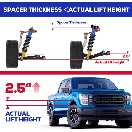 KSP 2.5 Front Leveling Lift Kits for F150 2004-2026, 2.5in Chassis Level Kit Compatible With Expedition 2003-2018, Mark LT, 2pcs Auminum Suspension Strut Spacers Work On shock Absorber