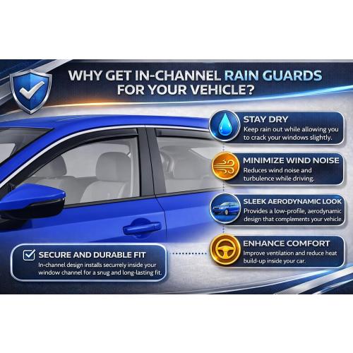2023-2026 in-Channel Rain Guards for Honda CR-V Side Window Visor Deflectors CRV LX EX EX-L Sport Hybrid Sport Touring Durable Tinted Shades 2024 2025