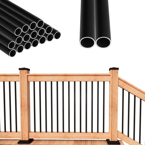 32 x 3/4 Aluminum Deck Balusters- Indoor Outdoor Metal Deck Railing Sprindles - Hollow Round Stair Spindles for Deck Porch - Matte Black Coated