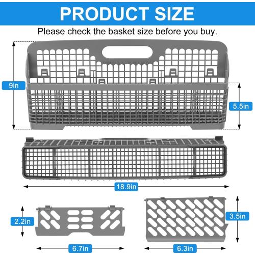 UPGRADED 8531233 WP8562043 Dishwasher Silverware Basket Replacement,Fits For Kitchenaid Kenmore Whirlpool Dishwasher Utensil Basket Parts KDFE104HPS0 KDTE334GPS0 Universal Dishwasher Cutlery Basket