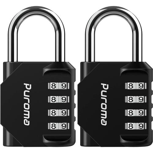 Puroma 2 Pack Combination Lock Locker 4 Digits Combo Padlock Gym Black