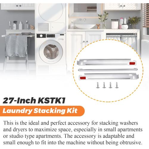 KSTK1 washer dryer stacking kit 27-inch for LG Laundry washing Machine&Dryer - Solid Metal with Chrome Coated - 10 YEARS WARRANTY