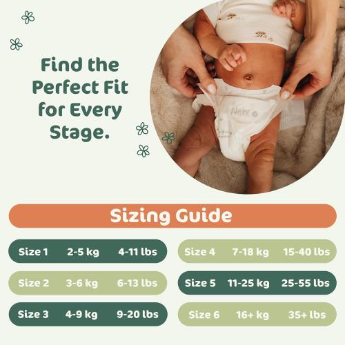 4 packs Naty BioEmbrace Baby Newborn Diapers Size 2 (6–13 lbs) | 100% Biobased on Skin | Plant-Based Softness | Dermatologically Tested, Super Absorbent | 33 Count