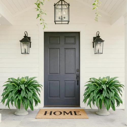 2 Pcs 53 Large Artificial Boston Fern For Outdoor,100 Leaves Each Full & Lifelike Fake Fern Plants For Outside,UV Resistant Faux Fern For Hanging Planters, Porch, Patio Poolside Indoor Outdoor Decor