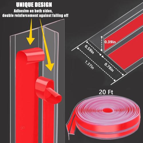 Upgrade T-Shaped Door Draft Stopper, Clear Silicone Seal Strip Weather Stripping for Side of Door Frame ((1.37 Wide X 20 Ft Elder))