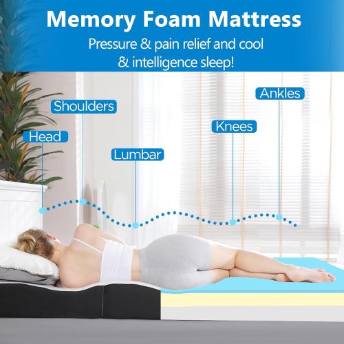75x38x6 Tri-Fold Memory Foam Mattress, 6 inch Twin Tri-Folding Memory Form Mattress, Collapsible and Washable Cover, Travel and Guest Mat,75x38x6