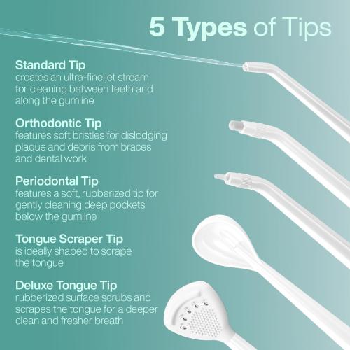 AquaSonic Aqua Flosser PRO - Rechargeable Electric Cordless Water Flosser for Teeth, Gums & Tongue - Waterproof Modern Design, 300ml Large Tank, 3 Modes, 6 Jet Tips, Deluxe Tongue Nozzle - Green