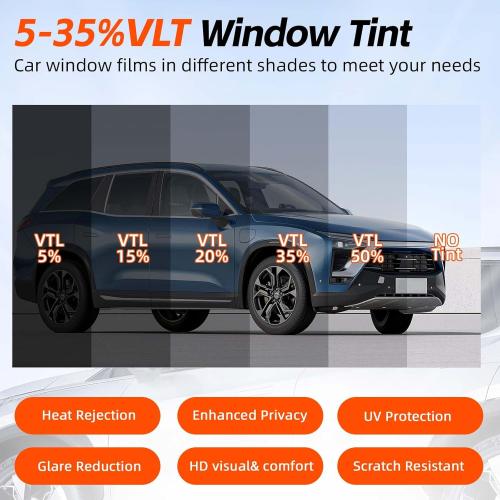 Window Tint Car 5% VLT 40 in x 100 FT 2PLY Carbon Window Film Tint for Home and Car,Automotive Window Privacy Film with Installation Tools,Blocks UV/IR Rays,Heat & Glare and Scratch Resistance