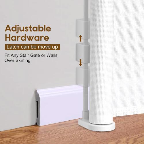 120 inch Retractable Baby Gates 34 inch Tall, Retractable Gate with Reinforced Strip Design to Prevent Crawling Through, 10 FT Extra Wide Retractable Dog Gate for Indoor/Outdoor