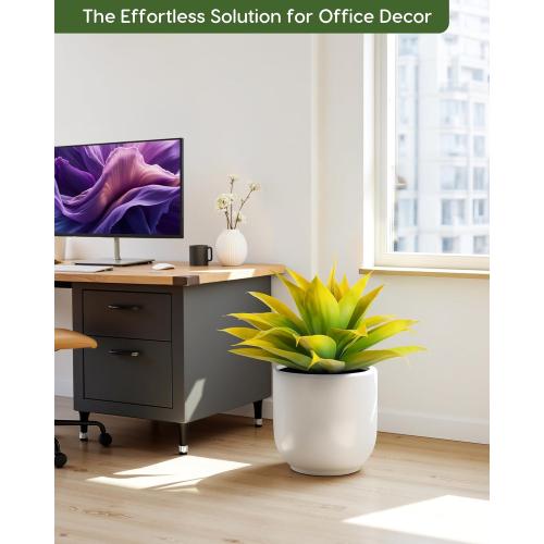 Velener Artificial Agave Fake Plants, Yellow Fake Succuents Plant for Room Decor, Unpotted Faux Agave Plant for Outdoor/Indoor Fall Decor, Yellow, 22 inches, Set of 1