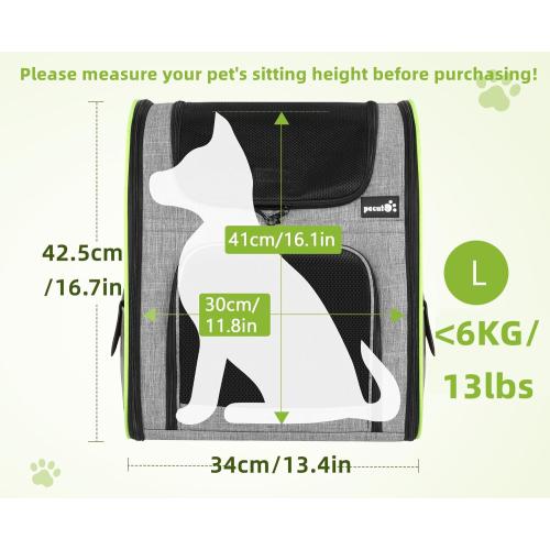 Grey Pecute Cat Carrier Backpacks, Expandable Cat Backpack with Breathable Mesh, Pet Carrier Backpack for Cats Small Dogs Puppies, Dog Carrier Backpack Great for Travel Hiking Camping Outdoor