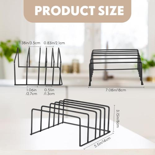 Baderke 3 Pack Cutting Board Organizer Cutting Board Holder Rack Baking Cookie Pan Sheets Cooling Small Racks Storage Stand for Kitchen Cabinet Bakeware Organizer (1.06 and 0.51 Inch Wide Slots)