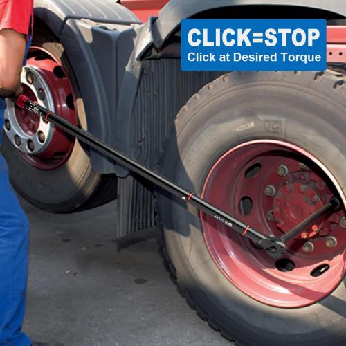 New open box for inspection SUERCUP 1-inch Drive Click Torque Wrench, 200-1300Ft-Lb/271-1761.5Nm, 48 Tooth Dual-Direction Click Torque Wrench with a Hex Key for Wind Turbines, Car andTruck Repair etc