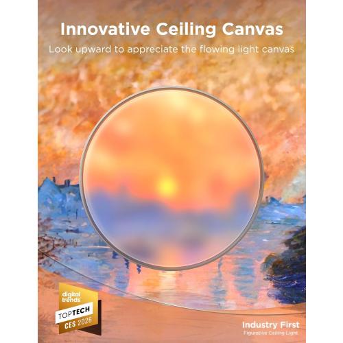 Govee Ceiling Light Ultra 21 Inch, 5000LM Smart Flush Mount Ceiling Light Fixture, Compatible with Matter & Alexa, RGBIC & Tunable White 2700K-6500K, DIY Ceiling Canvas for Living Room Bedroom