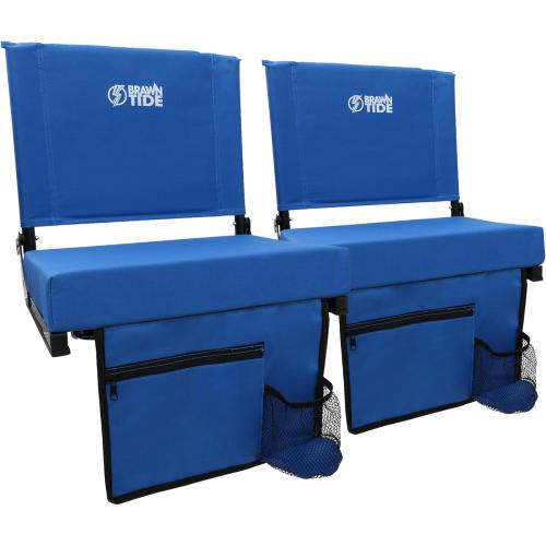 BRAWNTIDE Wide Stadium Seat - Extra Thick Cushion, Great Back Support, Lightweight Chair, Multiple Storage Pockets, Compact, Ideal for Sporting Events