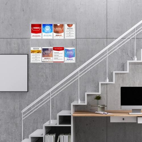 Eersida 2 Pack Acrylic Brochure Pamphlet Holder Wall Mount Clear Brochure Display Holder Plastic Trifold Flyer Rack Literature Storage Rack for Offices Waiting Room (8 Pockets, 15 x 17 Inch)
