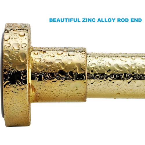 BRIOFOX Spring Tension Curtain Rod 43-73 Inches, Rust-Resistance and Non-Slip Shower Curtain Rod for Bathroom, Gold