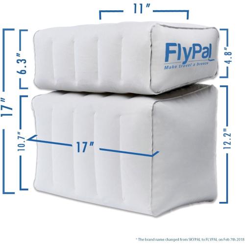 Inflatable Foot Rest for Air Travel, U.S Patented 2 in 1 Design, Blow-Up Pillow Cushion for Home, Office and Kids to Sleep on Long Flights, 17“x11 x17, Grey.