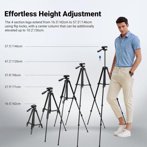 NEEWER Entry Level Version Tripod for Cell Phone & Camera, Metal Lightweight Portable Travel Stand with Cold Shoe Cellphone Holder Mount Compatible with iPhone for Video Recording Filming, TP53