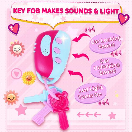 INNOCHEER Little Girls Purse, Kids Toy Purse with Pretend Makeup, Play Purse for Little Girls, Pretend Play Toddler Purse, Birthday Christmas Princess Gifts Toys for Girls 3 4 5 6 7 8 Year Old