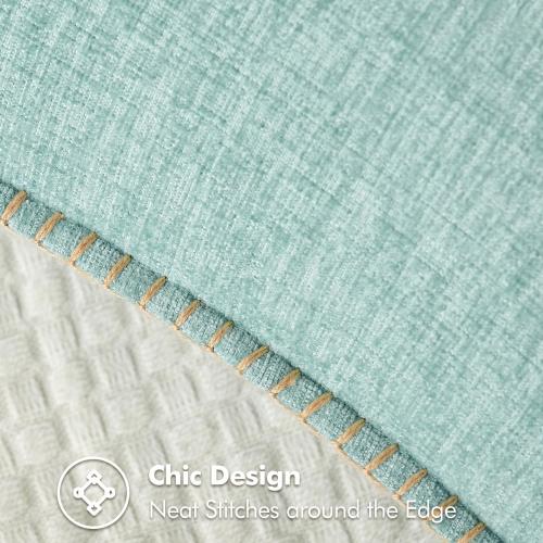 MIULEE Pack of 2 Couch Throw Pillow Covers 18x18 Inch Coastal Aqua Blue Farmhouse Decorative Pillow Covers with Stitched Edge Soft Chenille Solid Dyed Spring Pillow Covers for Sofa Bed Living Room
