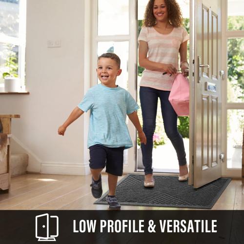 GREY Sturdy Front Door Mat, Absorbent Muddy Dirt Resist Welcome Door Mats Outdoor Indoor, Stain and Fade Resistant, Non-Slip Backing Entry Mat Low Profile Doormat for Entryway, 72×24, Grey