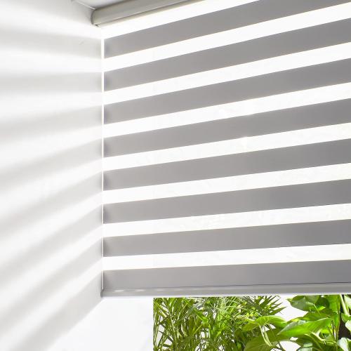 Size 39x72 Color Grey Persilux Cordless Zebra Blinds for Windows Free-Stop Roller Window Shades (39 W X 72 H, Grey) Dual Layer Light Control for Day and Night, Light Filtering Sheer Shades for Home, Easy to Install