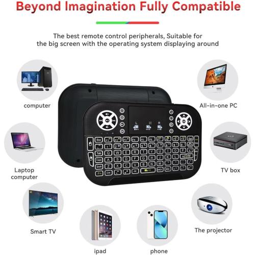 A8 Mini Bluetooth Keyboard, Dual Modes(2.4GHz/Bluetooth) Wireless Keyboard Controller with Touchpad Mouse Combo,3-7 RGB Backlits, Rechargeble, Remote Control for Computer/Tablet/Mobile Phone/TV Box