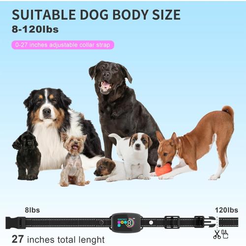 Black 2025release Bark Collar for Large Medium Small Dogs, Smart Rechargeable Anti Barking Training Collar, 8 Sensitivity Levels, Beep/Vibration/Shock,IP67 Waterproof, Color Display