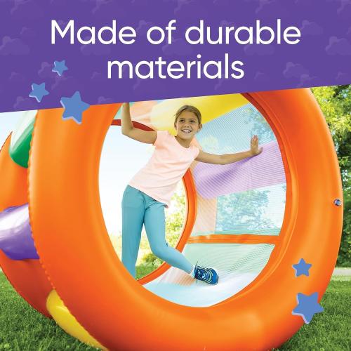 HearthSong Roll with It! 2.0 Giant Inflatable Rainbow Land Roller with Mesh Interior for Active Outdoor Play, 67 Outer Diam. x 45 Inner Diam., Holds up to 300 lbs.