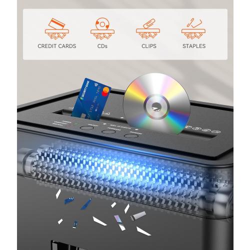 Frossvt Heavy Duty Paper Shredder Micro-Cut High Security Level P-4/12 Sheets 10-Minutes Running Time/AUTO Reverse/ 5.3-Gallon Pull Out Bin, Anti-Jam & Quiet Shredder for Office Home