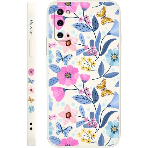 LEECG for Samsung Galaxy S20 Case Creative Flower Pattern Design Dropproof Slim Protective for Galaxy S20 Phone Cover 6.2 inch-Flower White
