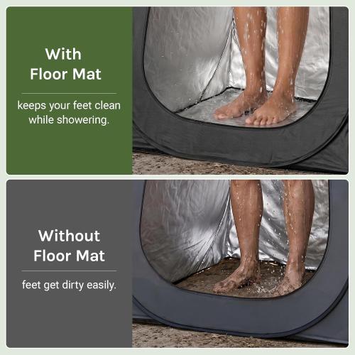 WolfWise PRO Pop Up Shower Tent with Silver Coated, Floor and Rain Fly | Portable Changing Tent with Window & Carry Bag for Camping, Outdoor Privacy Toilet Bathroom with UV Protection, 75/79/83 H