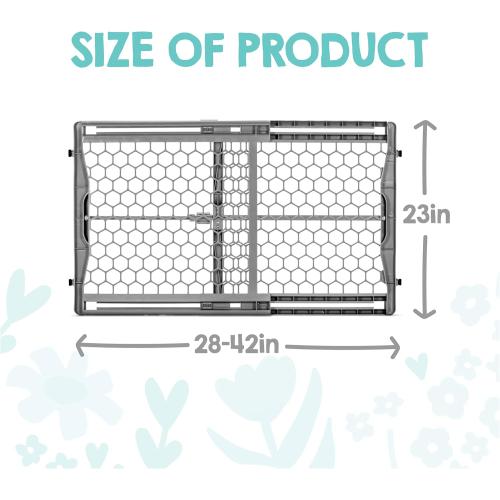 Regalo Safety 28-42 Extra Wide Expandable Baby Gate for Doorways & Bottom of Stairs, Pressure Mounted Safety Gate for Babies, Toddlers & Pets, Tested & Safe for 30 Years, American Designed and Owned