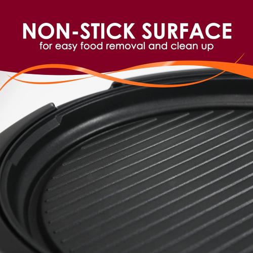 Elite Gourmet EMG-980B Smokeless Electric Tabletop Grill Nonstick, 6-Serving, Dishwasher Safe Removable Grilling Plate, Grill Indoor, Tempered Glass Lid, Adjustable Temperature, 14 Black