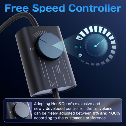 Hon&Guan 4 Inch Inline Duct Fan with Upgrade Controller - 130 CFM Airflow with 6W Ultra-Low Power and Low Noise